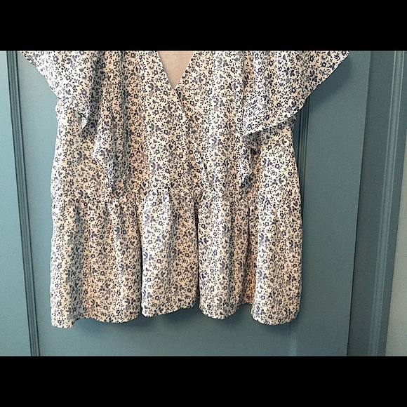 Madewell Wedgewood Blue/Egg Shell Floral Blouse - Picture 14 of 16